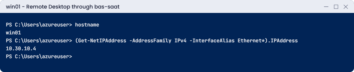 Azure Bastion native client RDP session