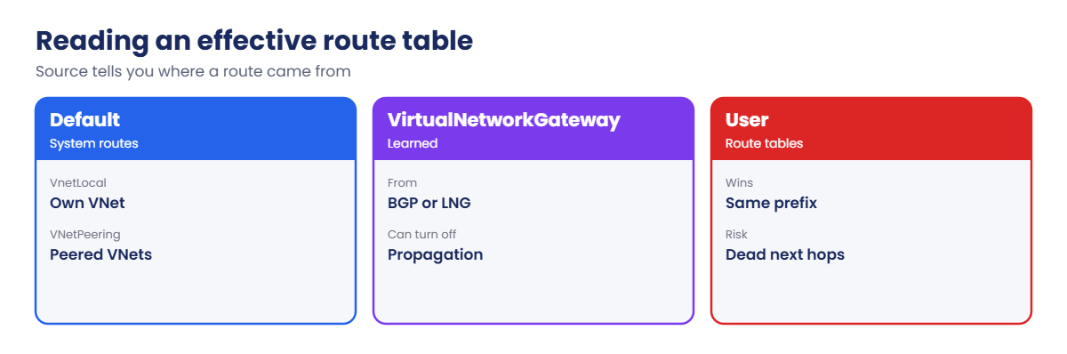 Reading the sources in an effective route table