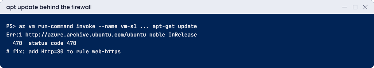 apt update failing with status code 470 behind Azure Firewall