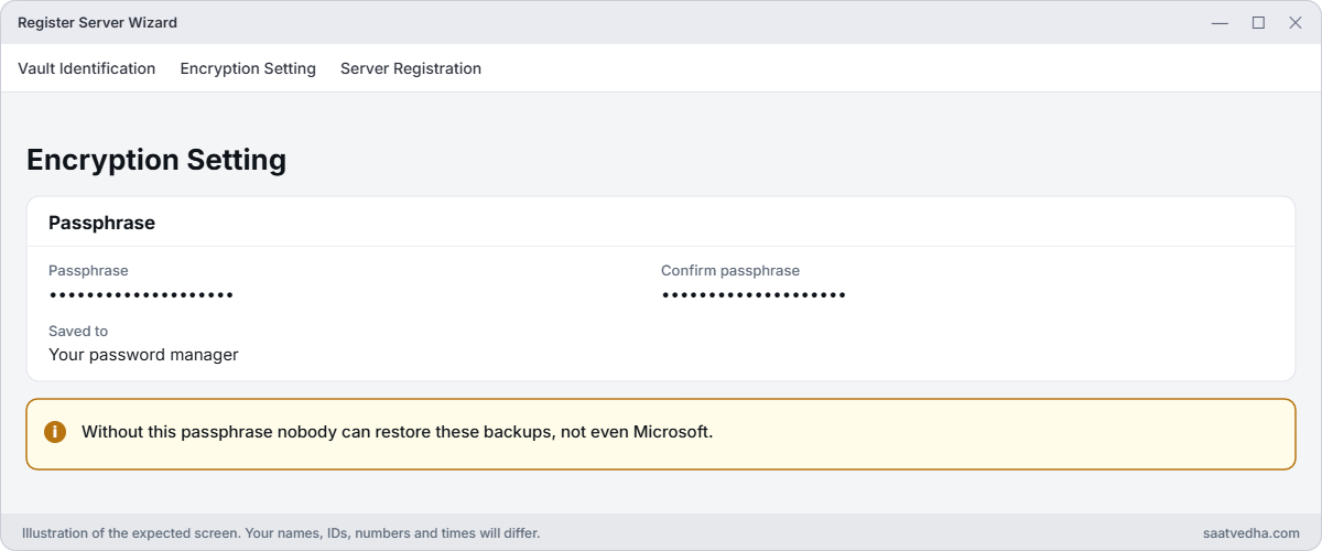 Azure MARS agent register server encryption passphrase