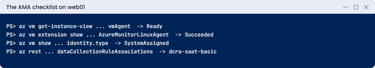 AMA checklist results for web01