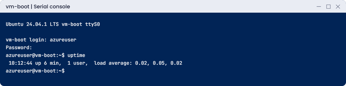 Azure serial console login prompt