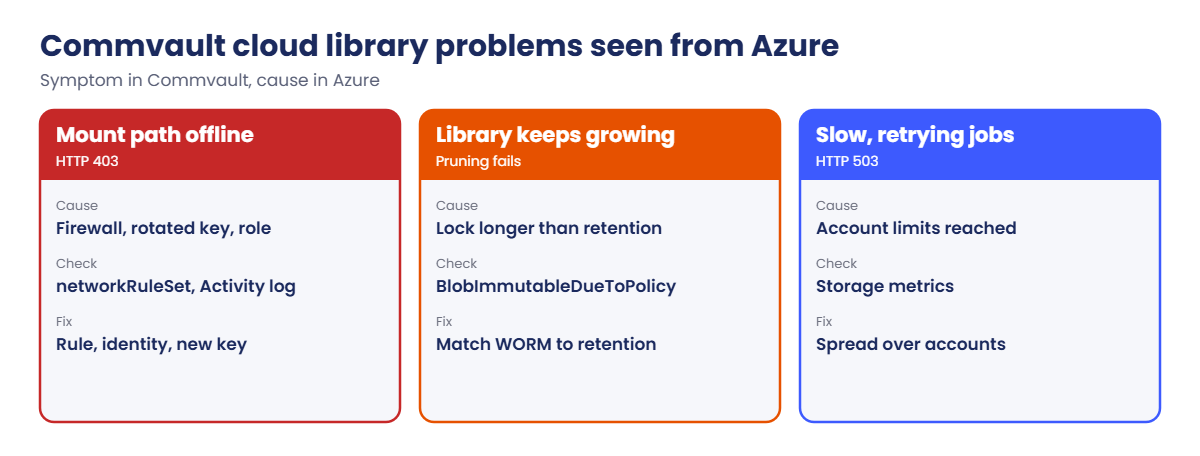 Commvault Azure Blob library problems and their Azure causes