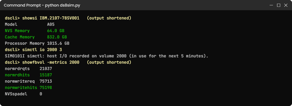 Practice shell showsi cache and NVS sizes and showfbvol -metrics cache hit counters