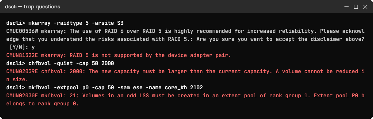 Practice shell trap questions: RAID 5, shrink and odd LSS in an even pool