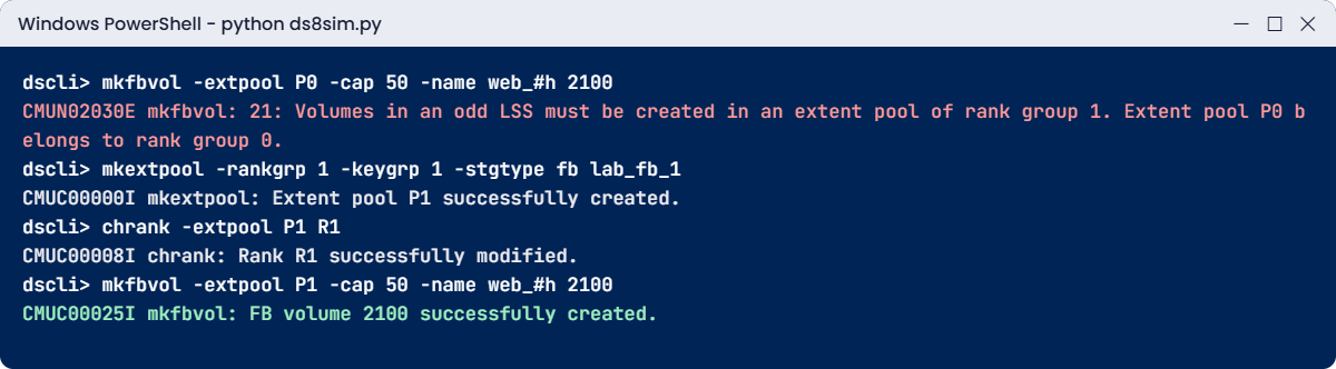 Practice shell: CMUN02030E odd LSS error and the fix with pool P1