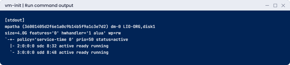 iSCSI MPIO on Azure with two active multipath paths