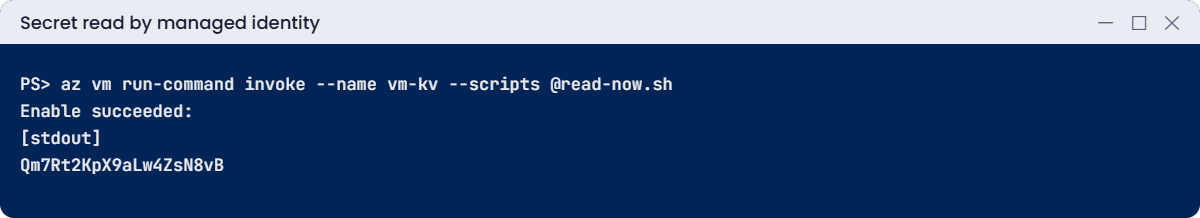 A VM reading a Key Vault secret with its managed identity