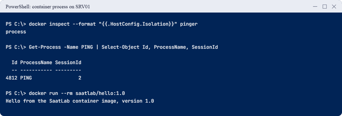 Windows Server containers lab: process isolation and the custom image output