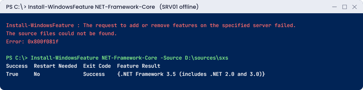 Windows Update troubleshooting break lab: 0x800f081f fixed with a local source